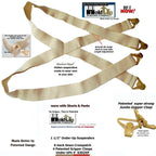 Tan Holdup suspenders, durable material, ideal for shorts or pants