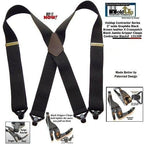 Holdup Contractor Series black suspenders with gripper clasps for secure fit