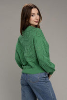 Women's Sweaters Hole-knit collared sweater