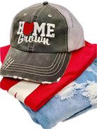 Ocean and 7th Home Grown Cursive Font Cap in Gray with Red and Blue Casual Outfits