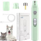 Green electric dog nail grinder, USB charging, for safe pet grooming
