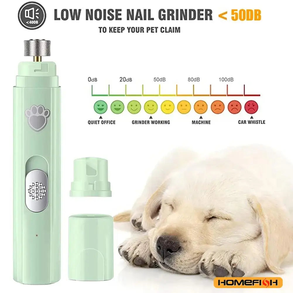 Electric dog nail grinder, green, low noise for safe grooming