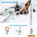 Electric dog nail grinder, white, quiet design for easy pet grooming
