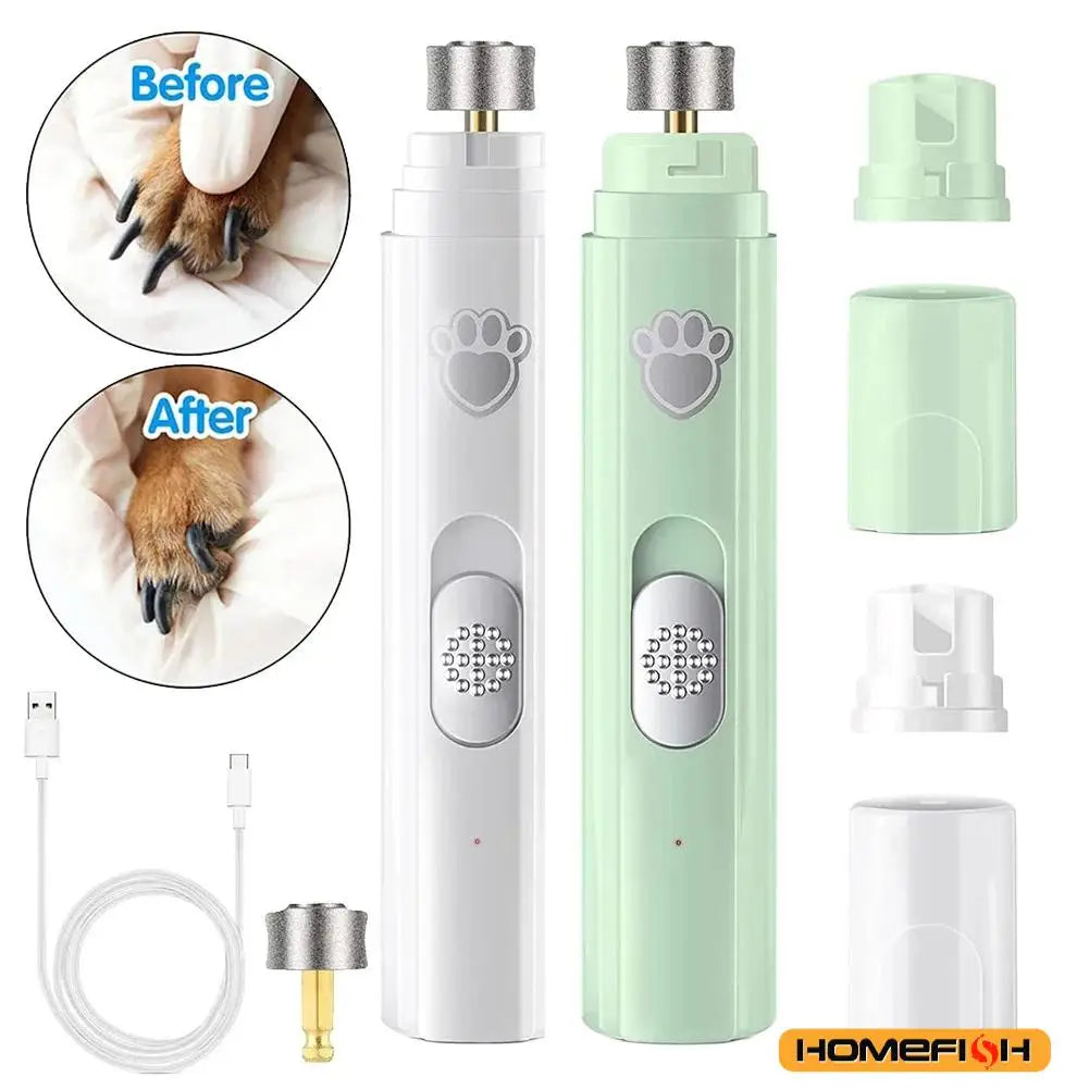 Electric dog nail grinder in white and green, ideal for pet grooming