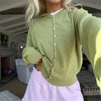 Women's green hooded cardigan, lightweight knit for casual wear