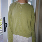 Light green hooded cardigan, soft material, casual layering piece