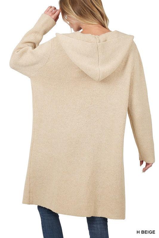 Women's Sweaters - Cardigans Hooded Open Front Cardigan