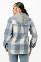 Hooded plaid jacket for women featuring a stylish design and comfortable fit, ideal for casual wear