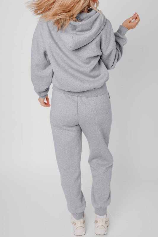 Women's gray hoodie essential, soft fleece material for casual wear