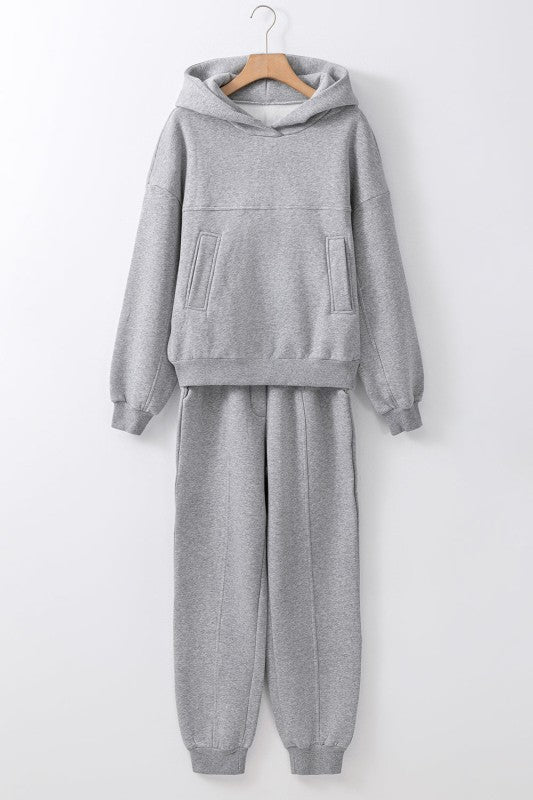 Women's gray hoodie essential and matching jogger set for activewear