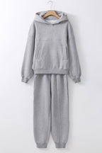 Women's gray hoodie essential and matching jogger set for activewear