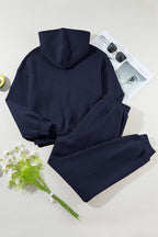 Women's navy hoodie essential, soft fabric for active wear