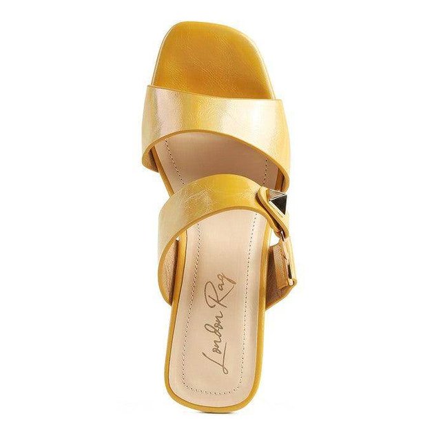 Hookup Geometric Cut Block Heel Slides - VacationGrabs