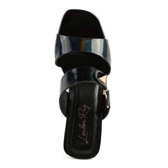Hookup Geometric Cut Block Heel Slides - VacationGrabs