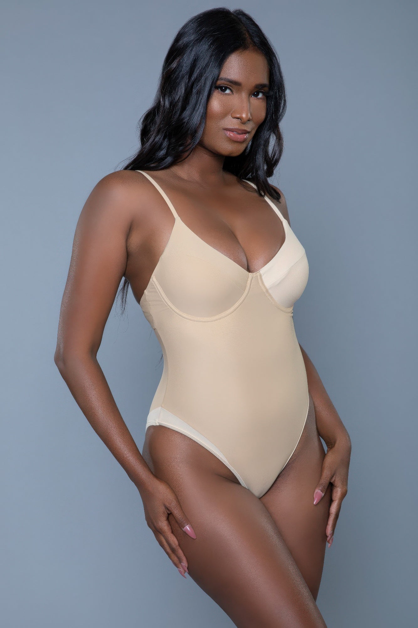 Women's nude one-piece swimsuit, perfect for beach vacations, hornet charlotte