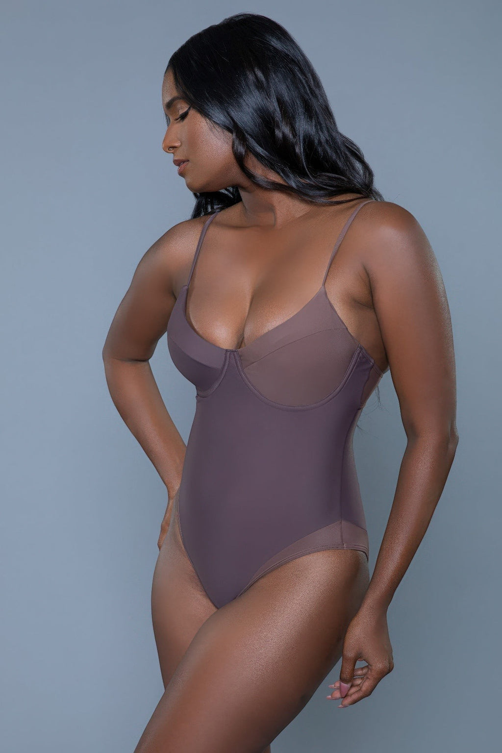 Women's hornet charlotte swimwear, sleek brown one-piece, perfect for the beach