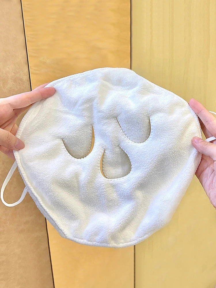 White hot compress face towel for soothing facial treatments