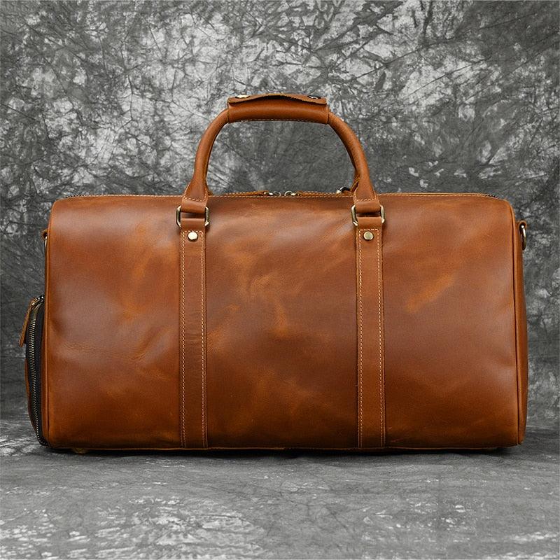 Luggage & Bags - Duffel Hot Leather Travel Bag Vintage Leather Duffle Bag With Shoe...