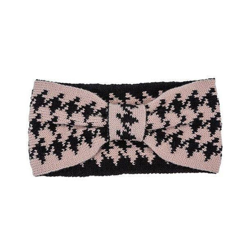 Houndstooth Bow Head Band - VacationGrabs