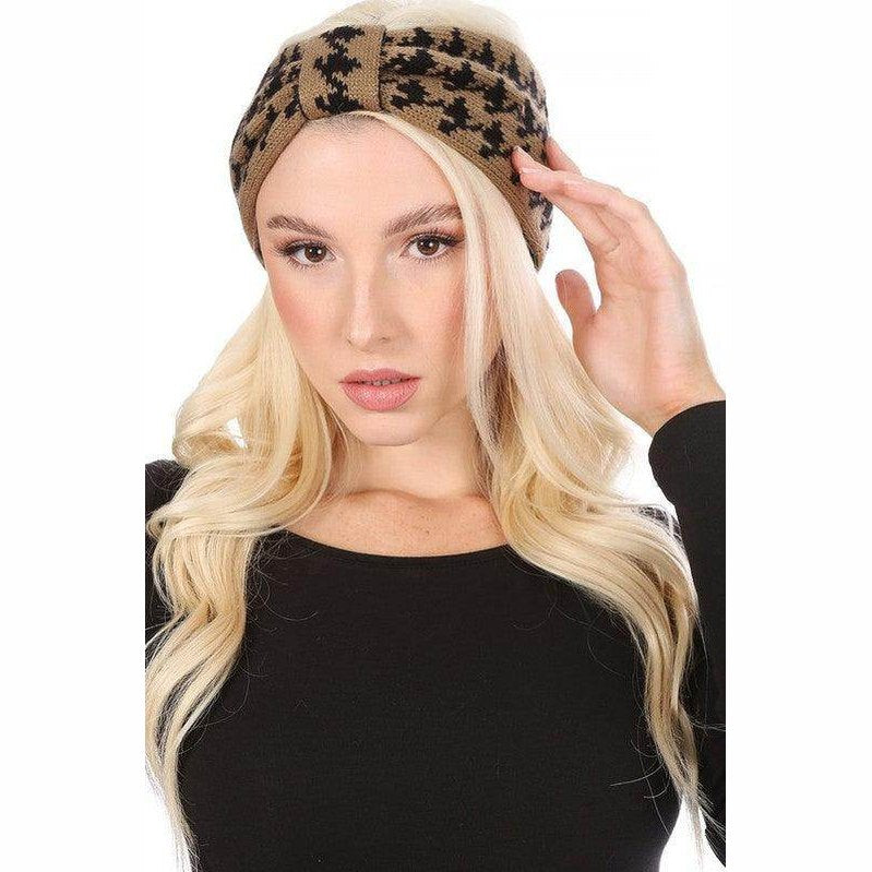 Houndstooth Bow Head Band - VacationGrabs