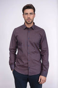 Houndstooth Pattern Slim Fit Brown Men Shirt – front view