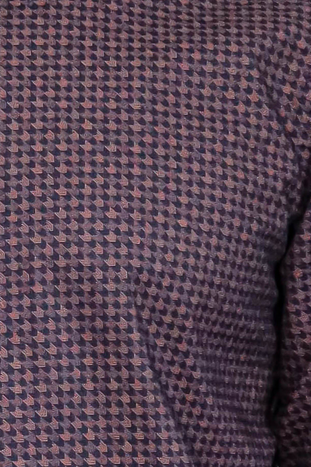 Houndstooth Pattern Slim Fit Brown Men Shirt – detail view