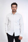 Houndstooth Pattern Slim Fit Ecru Men Shirt by Wessi – front view