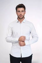 Houndstooth Pattern Slim Fit Ecru Men Shirt by Wessi – close up view