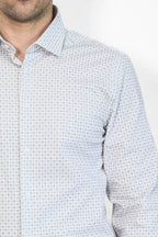 Houndstooth Pattern Slim Fit Ecru Men Shirt by Wessi – full look view