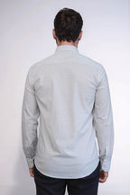 Houndstooth Pattern Slim Fit Ecru Men Shirt by Wessi – fabric detail view