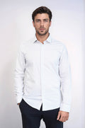 Houndstooth Pattern Slim Fit White Men Shirt by Wessi – front view