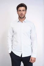 Houndstooth Pattern Slim Fit White Men Shirt by Wessi – front view