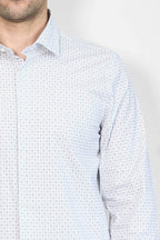 Houndstooth Pattern Slim Fit White Men Shirt by Wessi – full look view