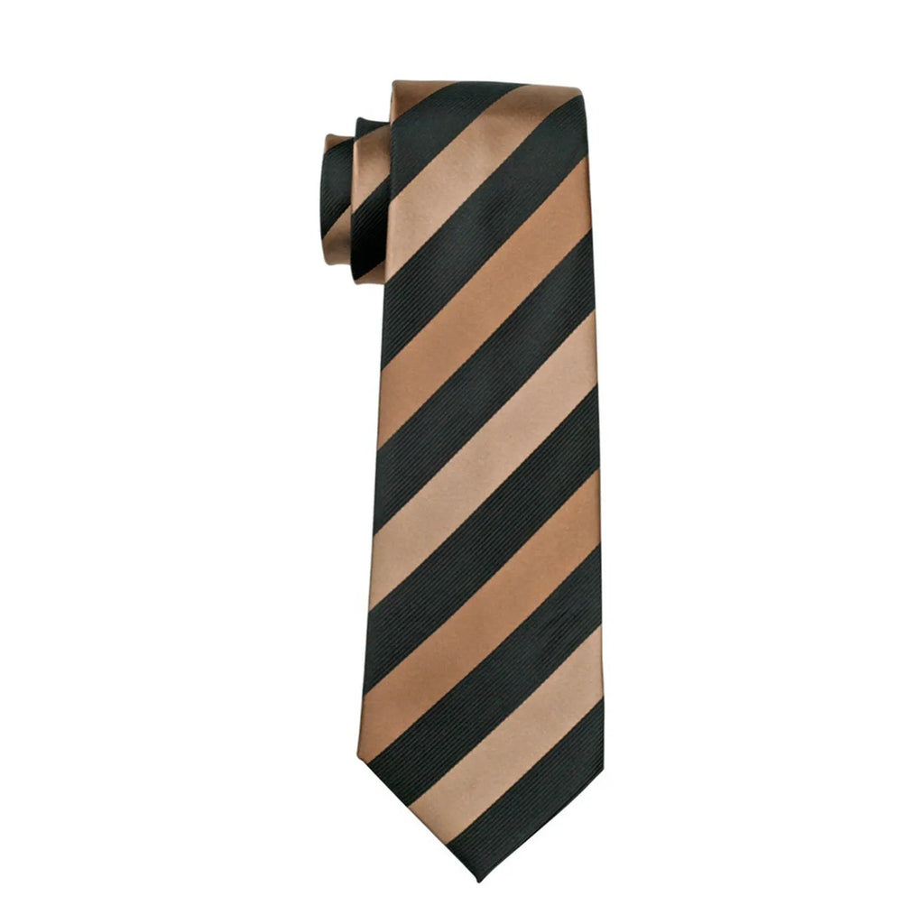 Men's black and brown striped tie, perfect for formal occasions, how fold a pocket square