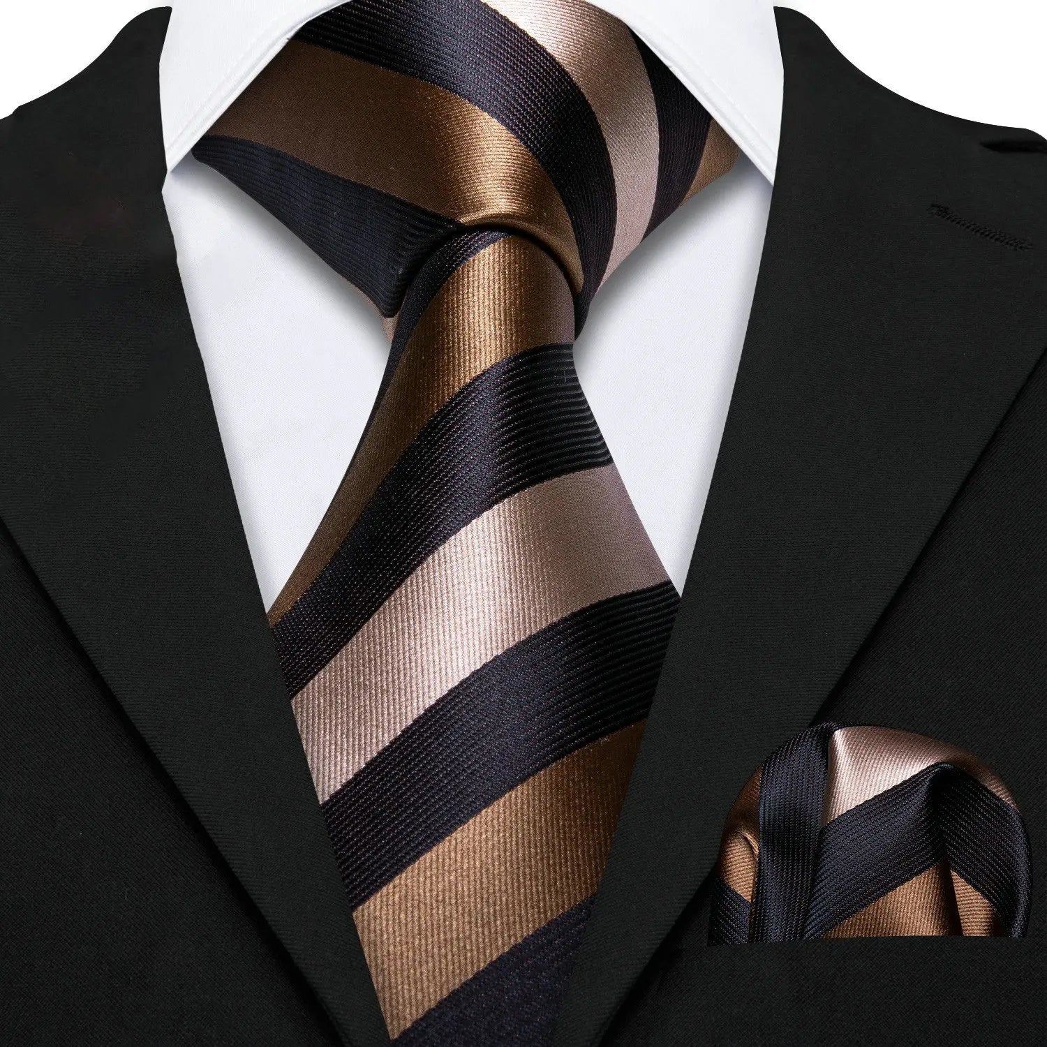 Men's striped silk tie and pocket square, learn how fold a pocket square
