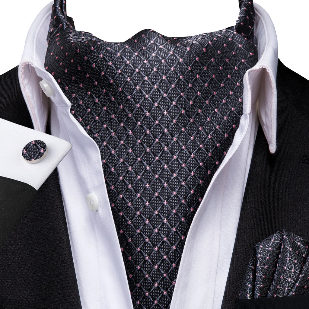 Men's black silk pocket square, elegant design, how fold a pocket square