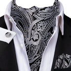 Black and silver paisley pocket square, perfect for how fold a pocket square.