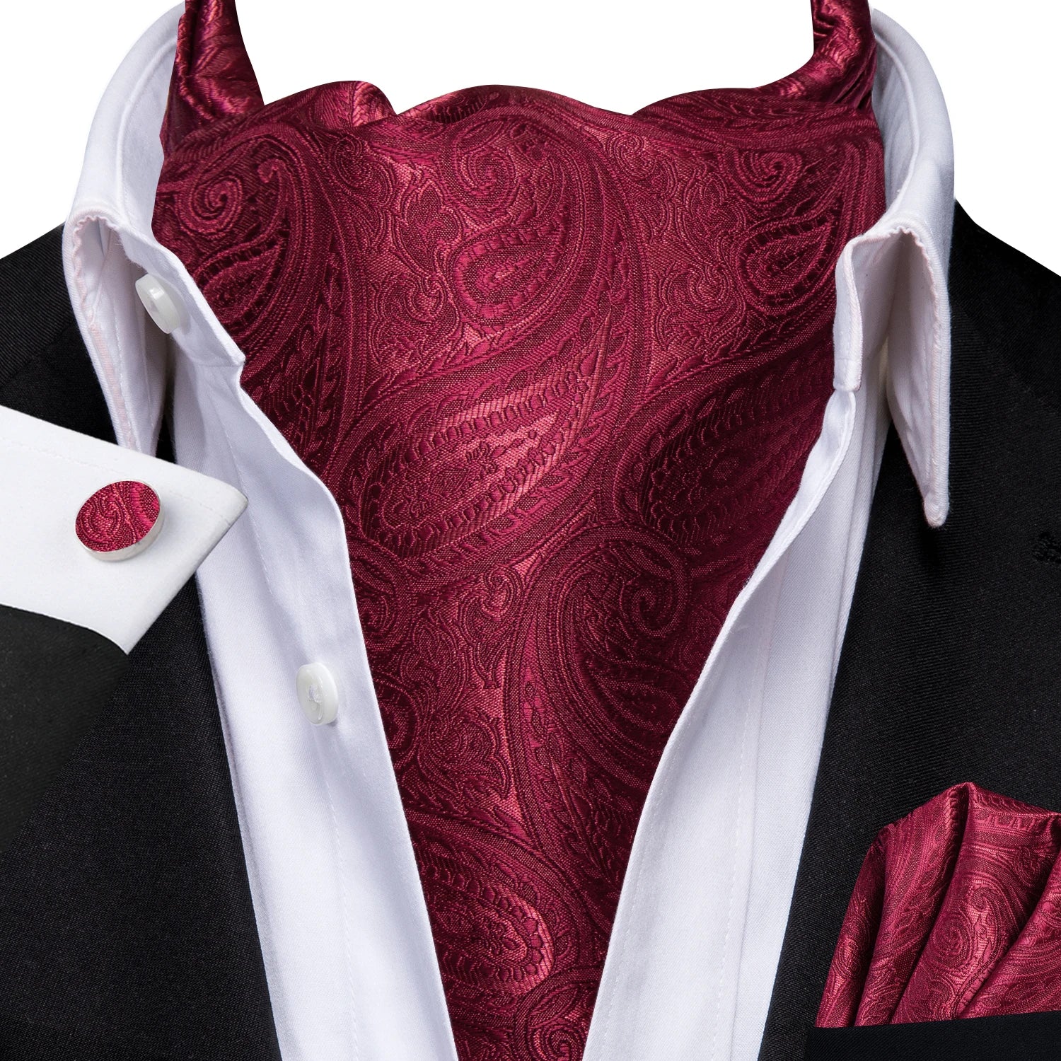 Maroon paisley pocket square, silk fabric, how fold a pocket square