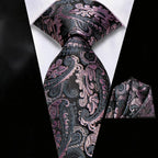 Black paisley tie set with pocket square, learn how fold a pocket square