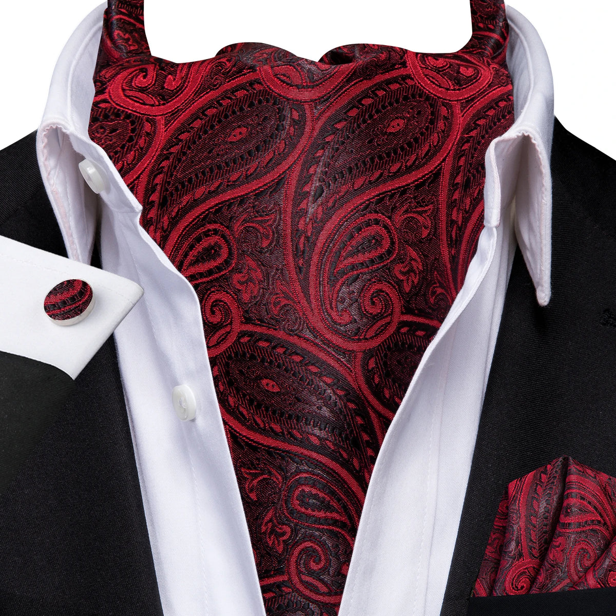 Red paisley silk pocket square, ideal for learning how fold a pocket square