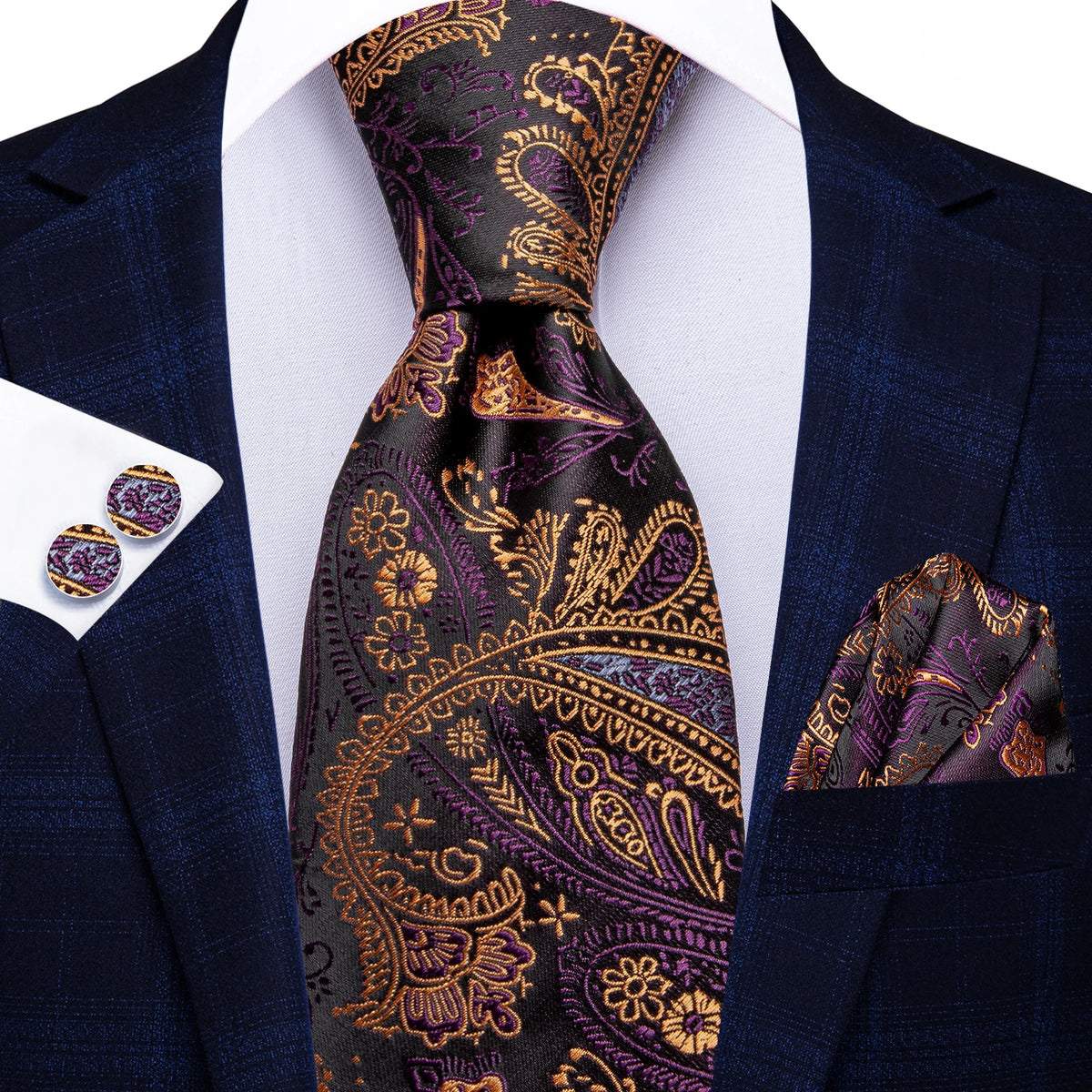 Men's paisley tie in purple, silk, perfect for formal occasions, how to tie mens tie