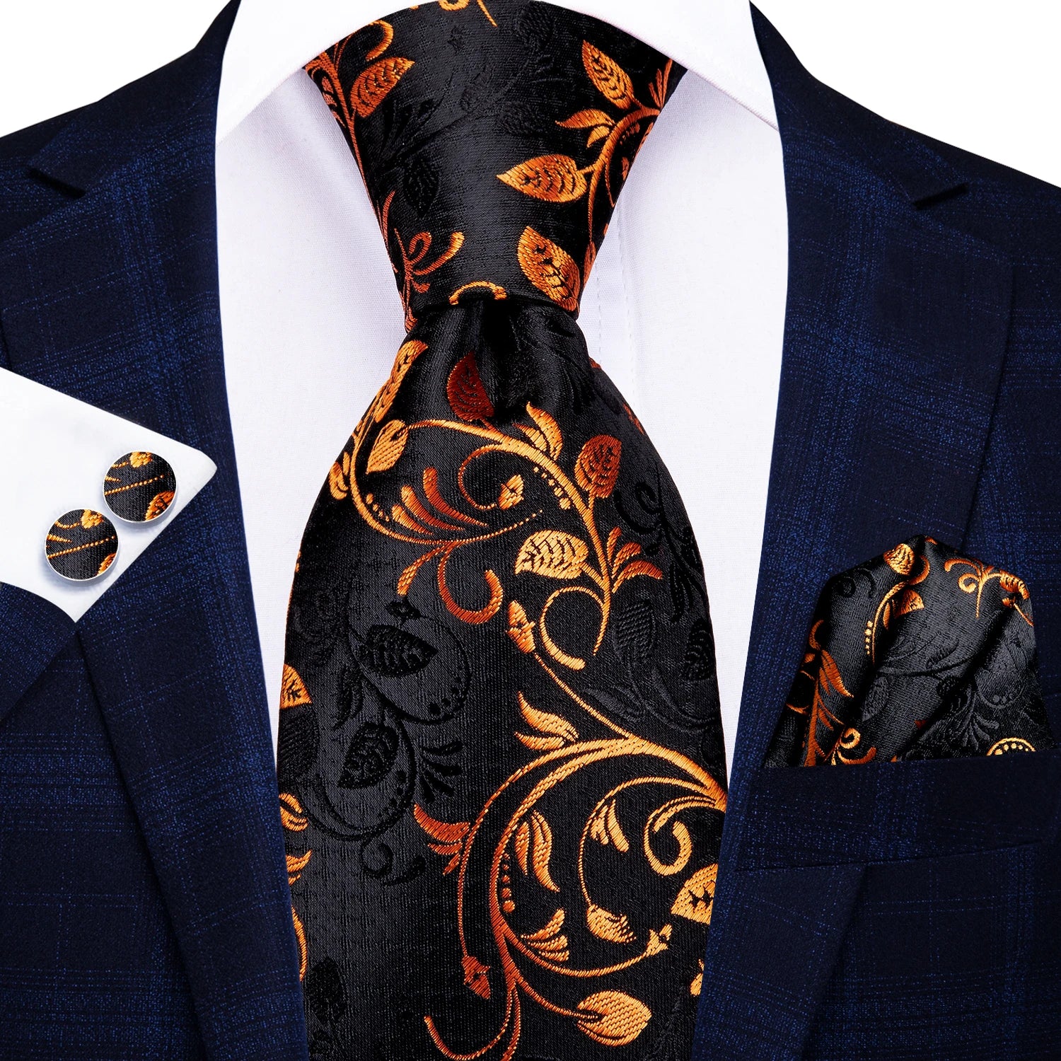 Men's black and gold patterned tie, perfect for formal occasions, how to tie men's tie