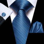 Men's blue silk tie with matching pocket square, how to tie men's tie