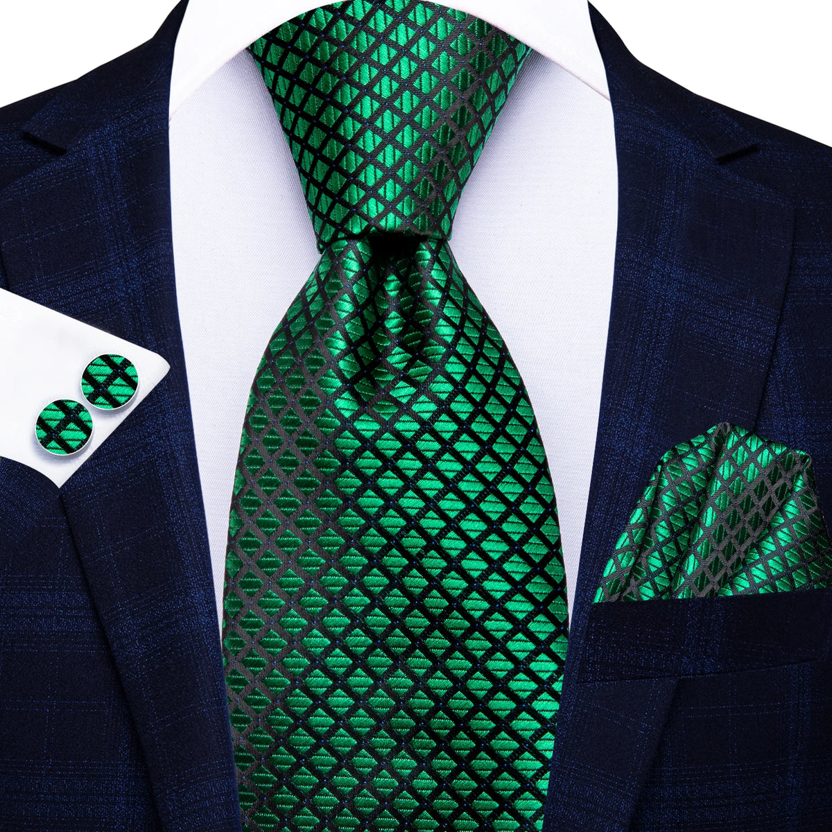 Green patterned men's tie perfect for formal occasions, teaching how to tie mens tie