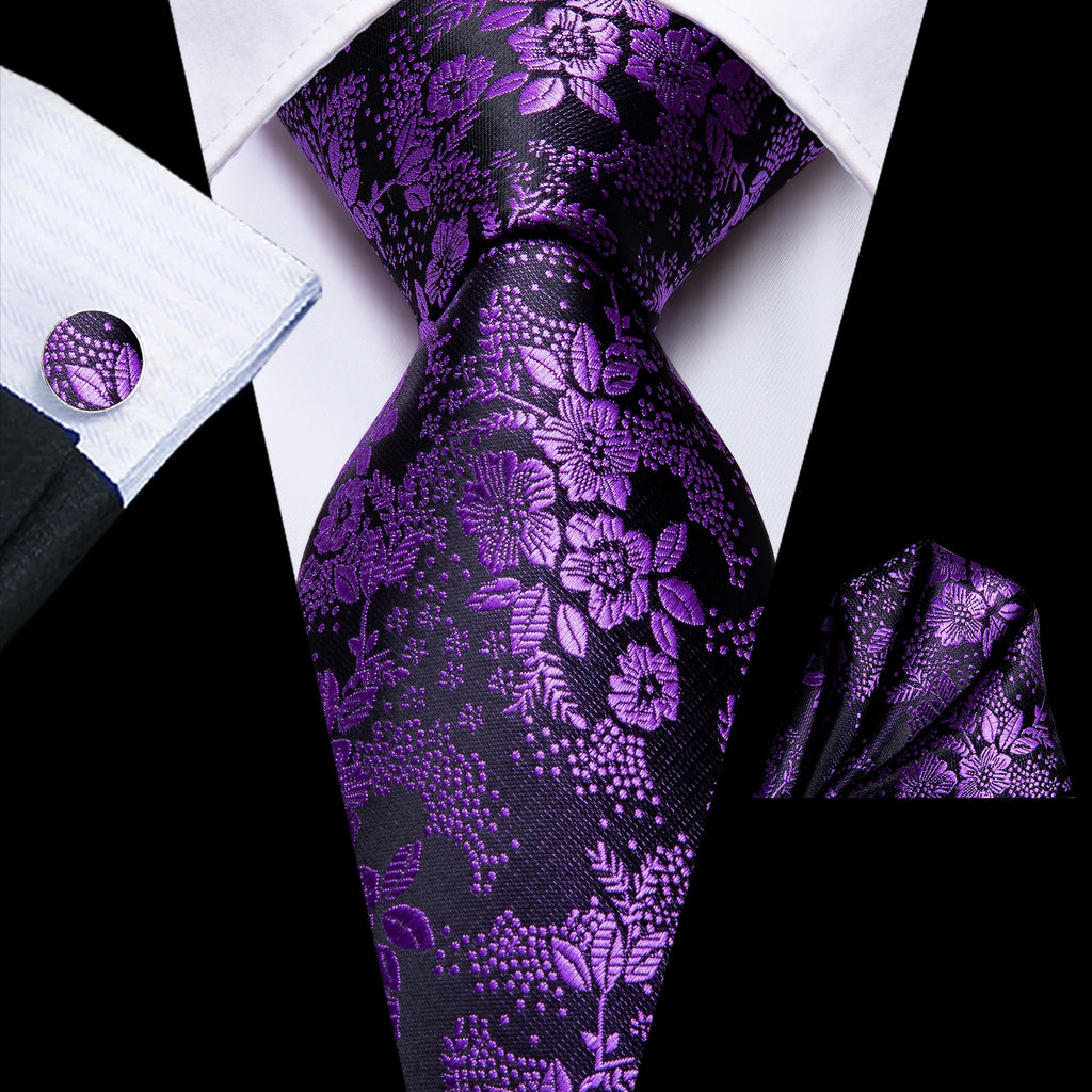 Purple floral patterned men's tie for formal occasions, great tips on how to tie mens tie