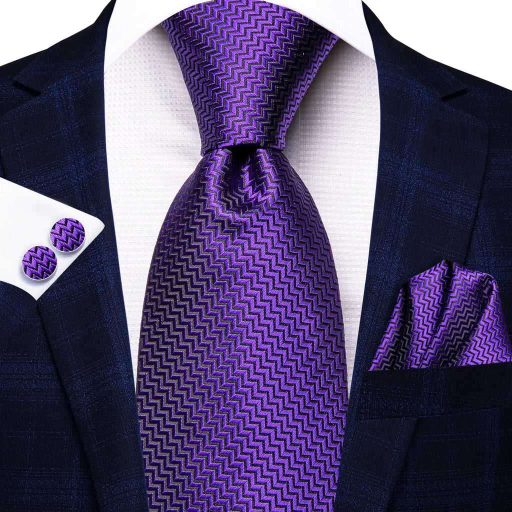 Purple chevron tie for men, perfect for formal occasions, how to tie mens tie