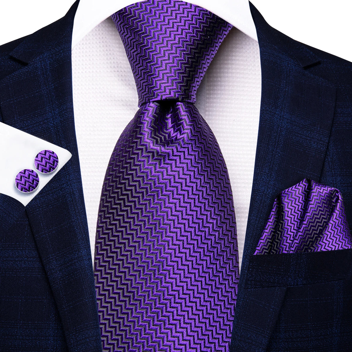 Purple chevron tie for men, perfect for formal occasions, how to tie mens tie
