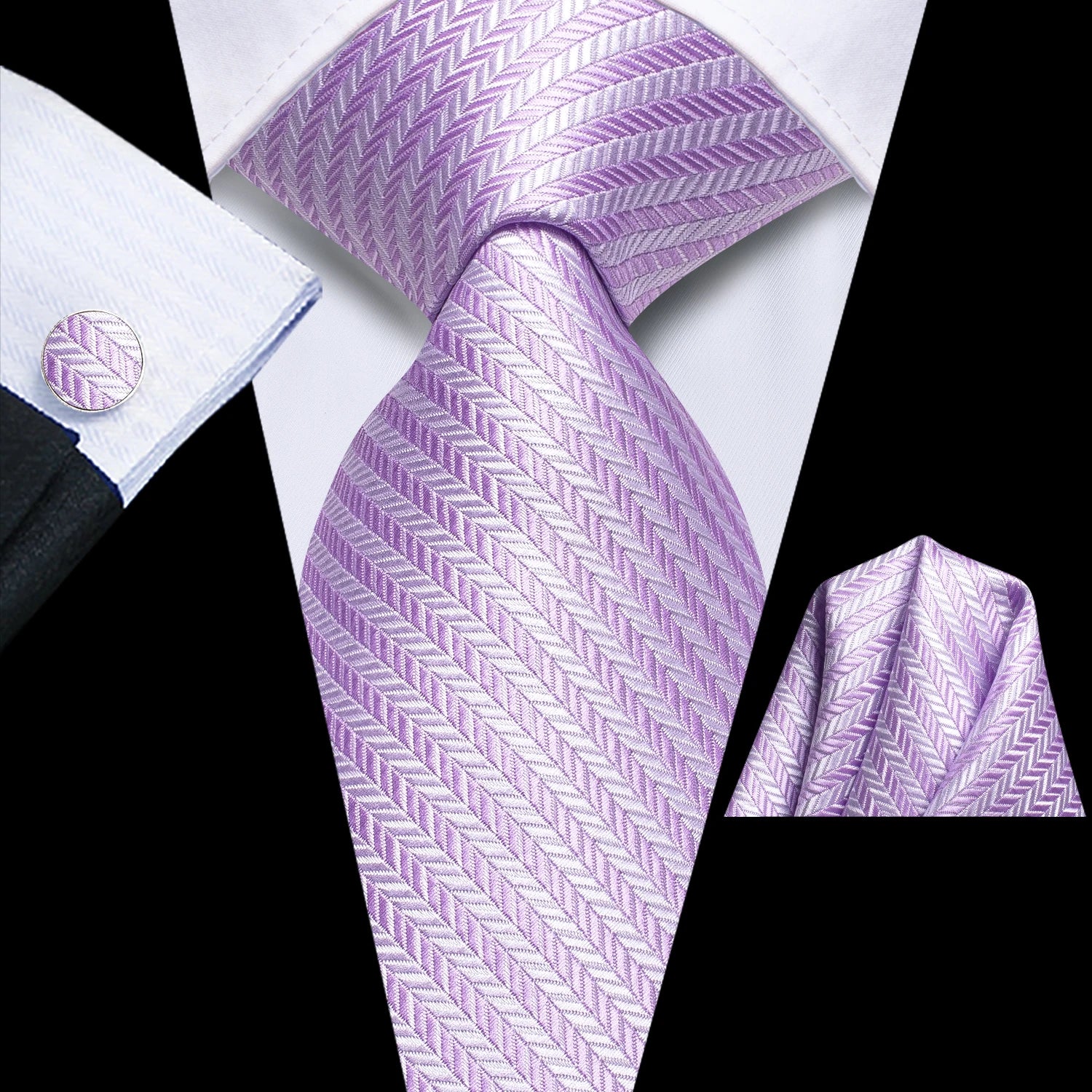 Light purple men's tie with herringbone pattern, perfect for formal events, how to tie mens tie