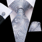 Men's blue patterned tie and pocket square set, for learning how to tie men's tie