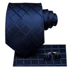 Men's navy blue tie set, how to tie men's tie guide included